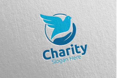 Dove Charity Hand Love Logo Design 70