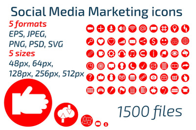 Social media marketing icon set. SMM promotion.