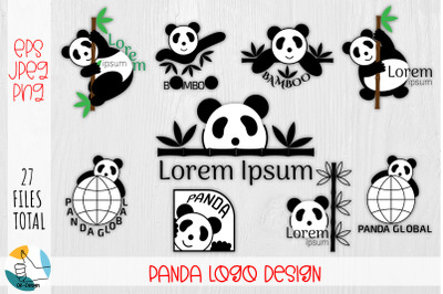 9 Panda logo design. EPS, PNG file.