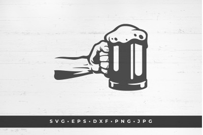 Male hand holding a mug with beer. SVG, PNG, DXF, Eps, Jpeg / Cut File