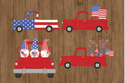 Truck SVG, Patriotic Truck SVG, Amercian Flag, Fireworks, 4th of July