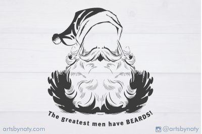 Quote about men, beards, and Santa. SVG illustration.