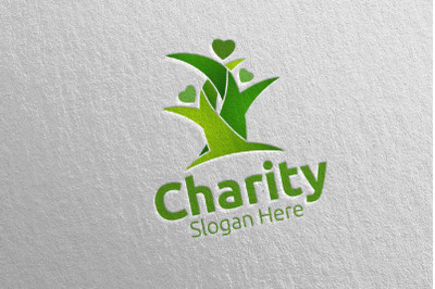 Tree Charity Hand Love Logo Design 79