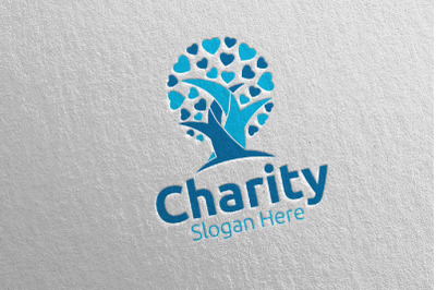 Tree Charity Hand Love Logo Design 80