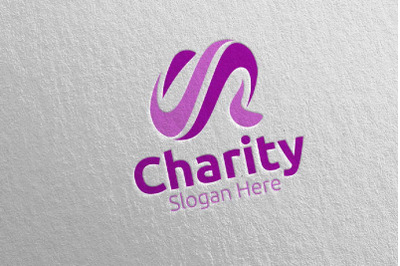 Letter C Charity Hand Love Logo Design 82