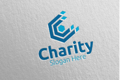 Letter C Charity Hand Love Logo Design 83