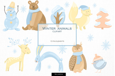 Winter animals clipart