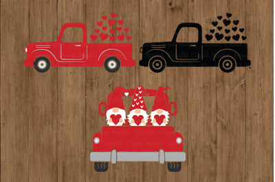 Truck SVG, Valentine&#039;s Day Truck SVG Cut Files,  Red Truck with Heart.