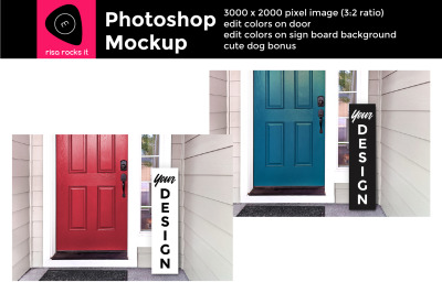 Vertical Porch Sign on Editable Plain Color Board | Photoshop Mock Up