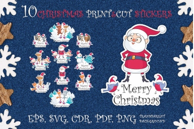 Merry Christmas. Print and cut stickers