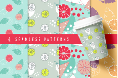 4 Fruit seamless patterns