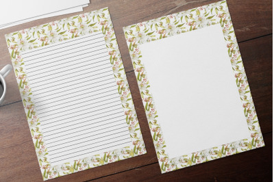 White Lilies Lined &amp; Unlined Stationery Set