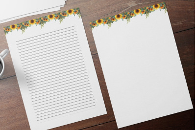 Watercolor Sunflowers Floral Stationary