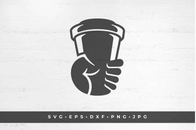 Hand holding a cup of coffee. Vector illustration. SVG, PNG, DXF, Eps,