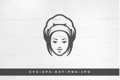 Chef woman face.  Vector illustration. SVG, PNG, DXF, Eps, Jpeg / Cut