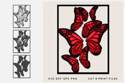 Butterfly svg, Cut file Mandala, Multilayer, Layered svg, 3D, Cut file
