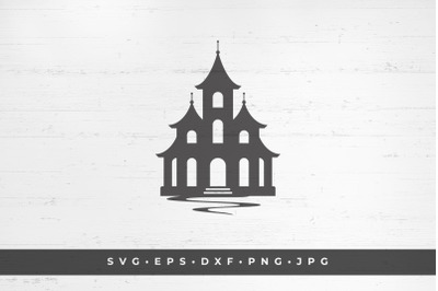 Old castle. Halloween vector illustration. SVG, PNG, DXF, Eps, Jpeg /
