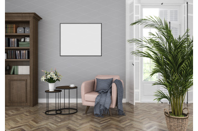 Interior scene artwork background frame mockup