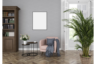 Interior scene artwork background frame mockup