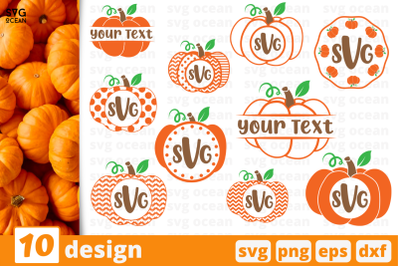 10 Halloween pumpkins monogram SVG bundle