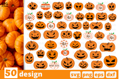 50 Halloween pumpkins SVG bundle