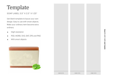 Soap Label Template Size 3.5&quot;x2.5&quot;1.25&quot;