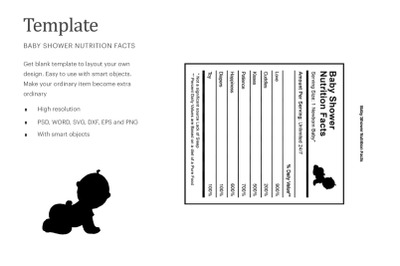 Baby Shower Nutrition Fact| Compatible With Silhouette Studio