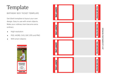 Birthday Boy Ticket Template 6.75&quot;x2.25&quot;