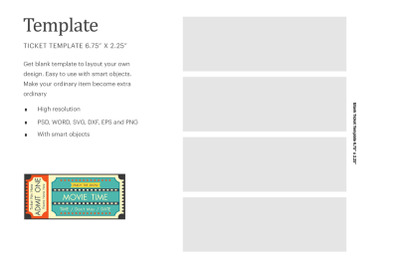 Blank Ticket Template 6.75&quot;x2.25&quot;| Compatible With Silhouette Studio