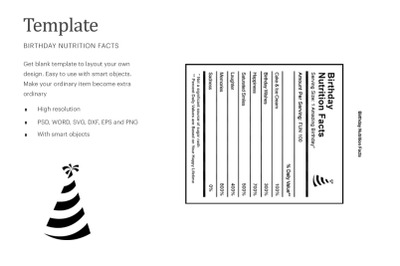 Birthday Nutrition Fact| Compatible With Silhouette Studio