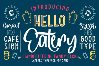 Hello Eatery - Handlettering Font Pack