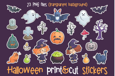 Halloween print and cut stickers set.