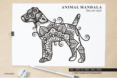 Dog Mandala Vector Line Art Style