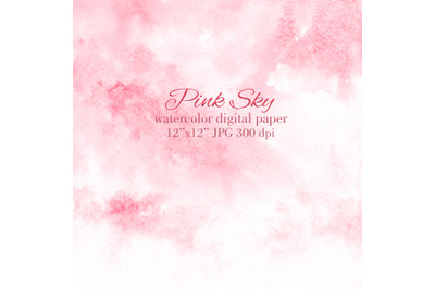 Pink watercolor background Pink sky digital paper