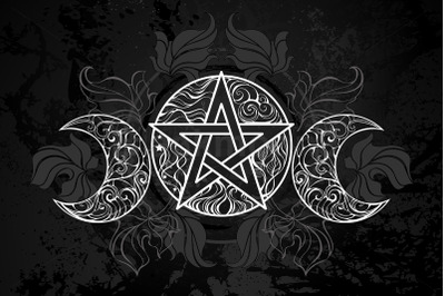 White Pentagram with Leaves