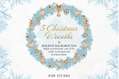 Christmas Wreath Clipart Winter Decorations Holiday Cards