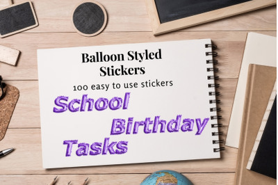 Violet Foil Balloon Stickers for Planner, Big Bundle