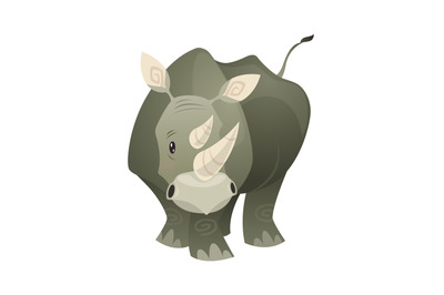 Rhino. Strong rhinoceros savannah gray animal, wildlife trendy exotic