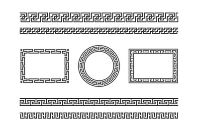 Greek frame borders. Ancient native roman or hellenic geometric decora