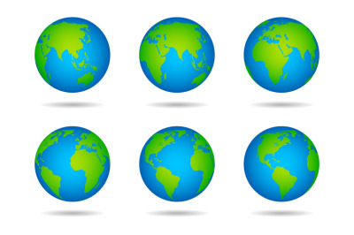 Earth globe. Sphere world map with continents on white background, glo