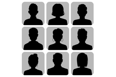 Silhouette heads. Male and female head silhouettes internet avatar&2C; bl