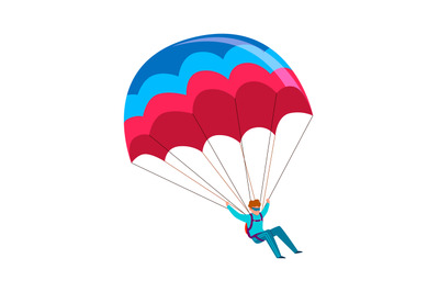 Skydiver. Man jump with parachute. Active lifestyle hobby, extreme pro