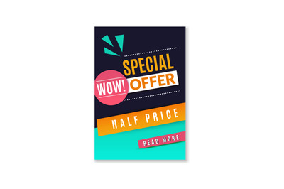 Special offer discount poster. Promotional fashion premium product fly