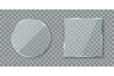 Round and square acrylic banners. Mirror lens with glossy glare reflec