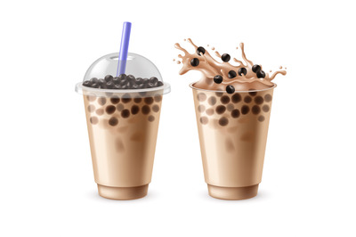 Bubble tea. Bubbles milk drinks with black tapioca, delicious milkshak