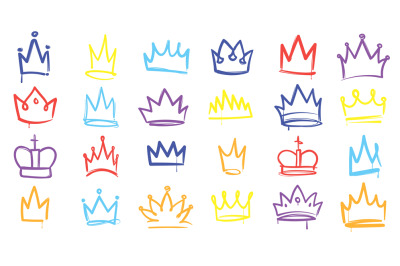 King sketch crown. Color elegant queen&2C; princess and prince crowns. Mo