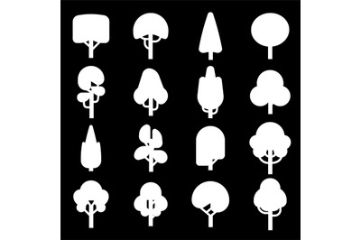 Silhouettes of trees. Tree icons collection for design of architectura