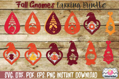 Fall Gnome Earring Template Bundle, Thanksgiving Gnome Earring