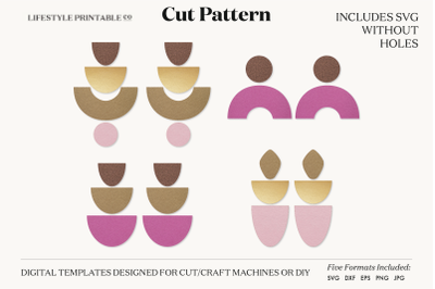 Earrings SVG Template Cut File Cricut Earrings Bundle Leather Earring