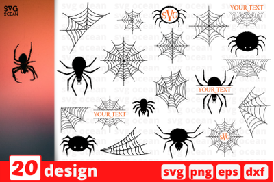 20&nbsp;Spider with spider web SVG Bundle